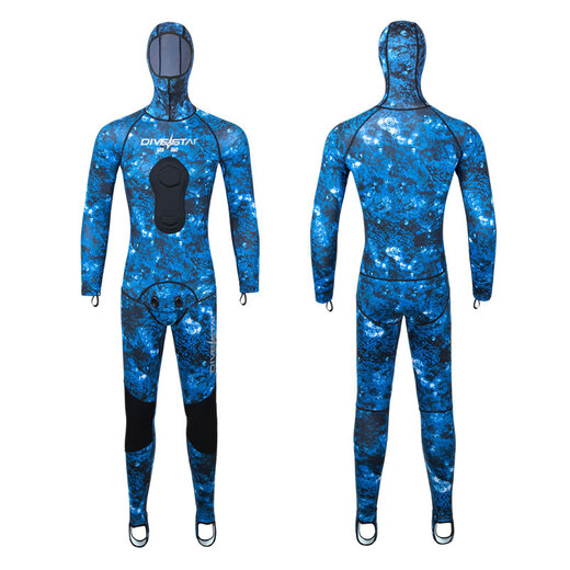 Diving Star 0.5mm Fishing and Hunting Wetsuit Men's Quick-drying Surfing Jellyfish Snorkeling Swimsuit Split Free Diving Wetsuit Set Blue Camouflage S