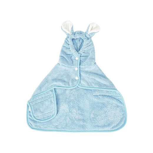 Japanese imported pet bathrobe for dogs, extra large absorbent cat towel, soft bathing and quick-drying special cat towel, hooded bathrobe, blue S, suitable for 8-20 Jin, Jin equals 0.5 kg, indoor pets