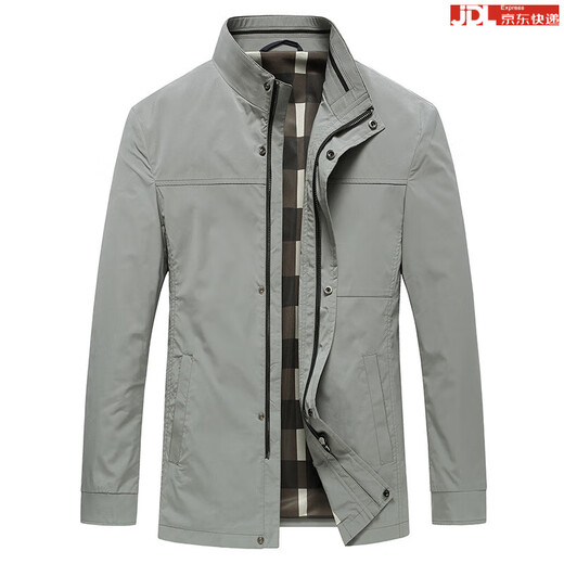 BOSS men's spring and autumn jacket 2024 new parka style business casual stand collar jacket men's high-end jacket light gray M 170