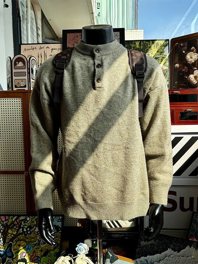 LIIS American retro Henry collar sweater for men, autumn and winter, lazy style, high-end knitted sweater to keep warm, floral gray, upgraded style, unrivaled at the same price, super high, one size fits all