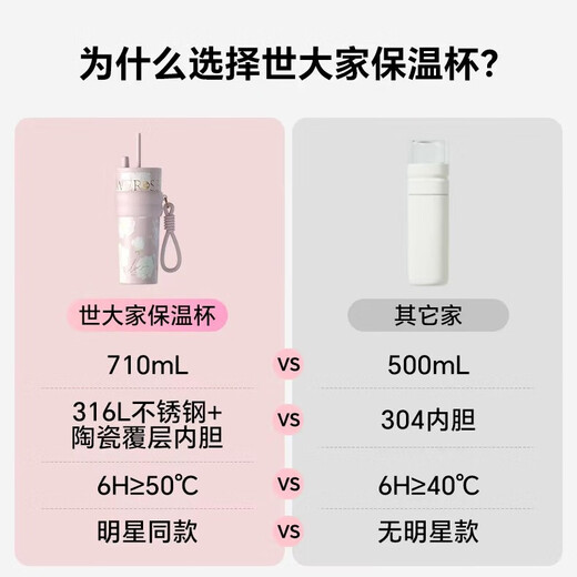 The same type of thermos cup for women from celebrities all over the world, as a birthday gift for girlfriends, friends and wives, large-capacity straw cups