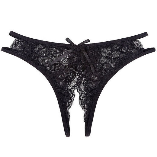 Universal underwear can be inserted into women's lace slit, sexy hollow crotch can be inserted to seduce boyfriend, comfortable lace sex, black