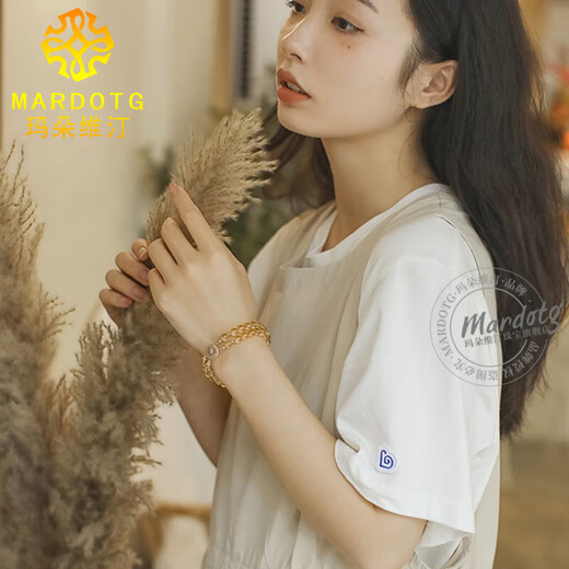 MARDOTG Citrine Bracelet Women's Double Circle Crystal Bracelet as a gift for your girlfriend. Please note your hand circumference when placing an order.