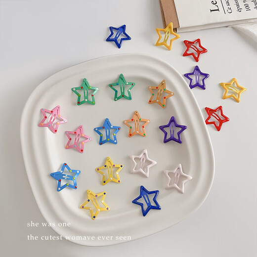 Dopamine Star Hair Clip Women's Hair Clip Small Clip Bangs Headwear Hair Accessories Summer High-Quality Dopamine Star Hair Clip Mixed Colors 10 Pieces