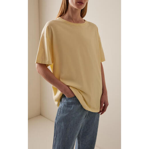 The Row light luxury women's NADINA cotton knitted T-shirt yellow 20 | L