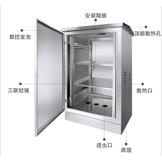 Outdoor stainless steel network cabinet switch function 6u wireless monitoring weak current equipment cabinet floor standing 24u rainproof box 201 stainless steel 600*500*300
