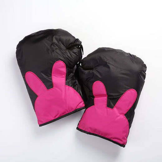 Fantasy bicycle handlebar cover winter tram warm and rainproof electric bicycle windshield gloves coldproof waterproof thickened handlebar pink rabbit handlebar cover (thickened version)