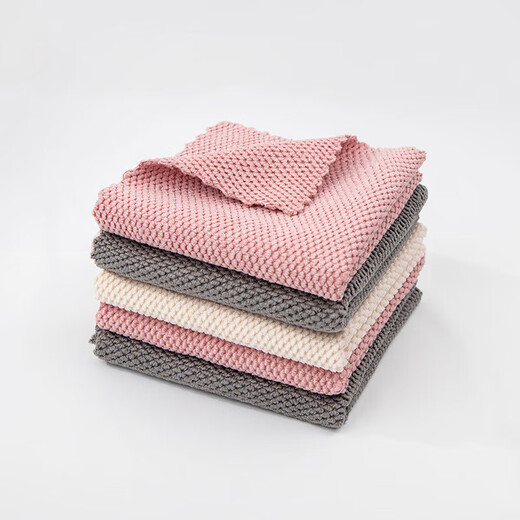 Special kitchen dishwashing cloth that absorbs water and is not easy to get oily and lint-free. Corn kernel rag is oily and easy to wipe dishes and tables. 5 trimmed edges 25*25cm, random colors