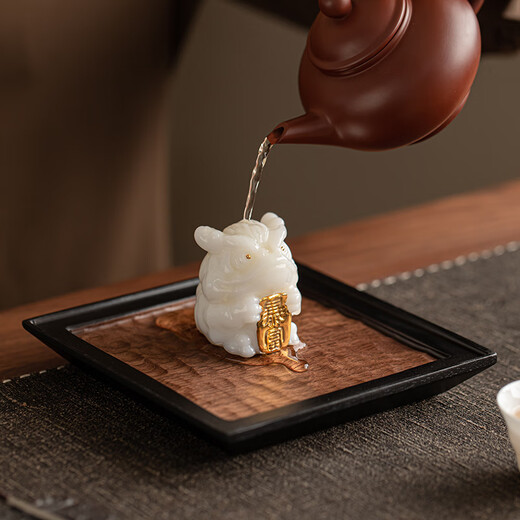 SUSHI CERAMICS high-end ice jade porcelain, golden toad tea pet ornaments, tea table and office desk decoration, holiday gifts for friends