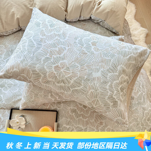 Mercury series home textile new 100% cotton four-piece set floral pure cotton brushed quick-warm autumn and winter thickened bed sheet duvet cover and fitted sheet three-piece set Flower Spike 100% cotton 1.5m fitted sheet set four-piece set 100% cotton