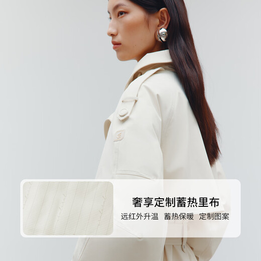 Ai Lai Song Jia same style goose down jacket for women 2025 fashion temperament windbreaker removable scarf long coat carbon black M