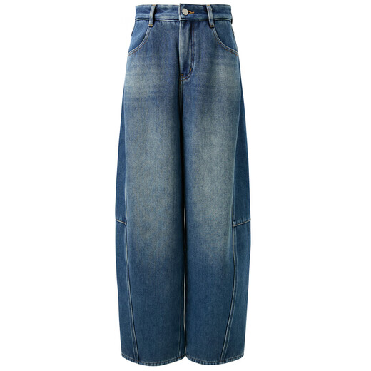 Three-color plus velvet 2025 winter new scimitar jeans casual loose trousers simple M haze blue M 160/68A