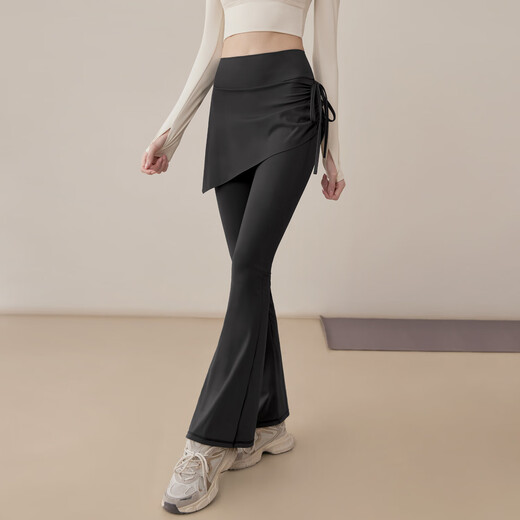 Youyou Yoga Fake Two-piece Pants High Waist Hip Flare Pants Pilates Sports Pants J25003JY1T Gray L