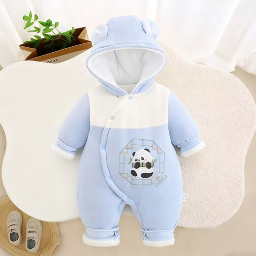 Baby one-piece clothespin cotton thickened cotton clothes newborn romper baby clothes winter clothes going out Red panda card 80cm 5-10 months
