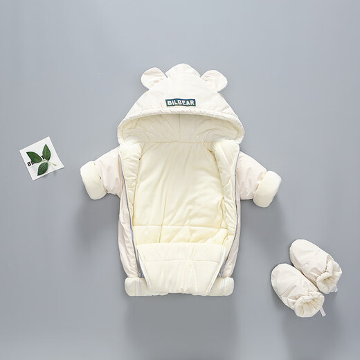G.DUCKKIDS little yellow duck children's clothing baby cotton clothes for going out winter newborn one-piece clothespin cotton thickened hundred-day male baby clothes green shoe covers (not shipped when purchased separately) 66cm 66 size 0-3 months (recommended for babies around 4-6 kg) cm