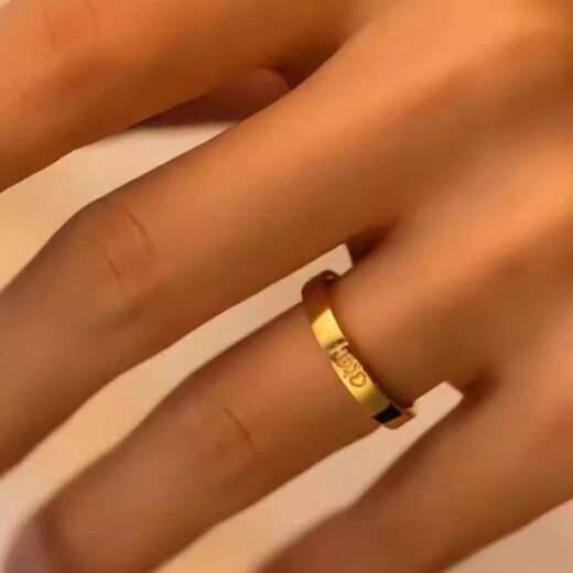 Sha Yanqian's simulated wedding ring for a couple, double happiness ring, gold color, simulated fashion temperament, new live female ring, male ring + female ring, free red velvet box
