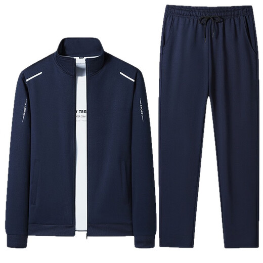 Classic car sportswear suit for men 2025 autumn casual coat cardigan sweatshirt for men spring and autumn running sports suit for men TZ006-Blue L