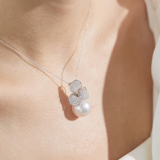 Fuwu fashionable and simple freshwater pearl pendant earrings, 925 silver inlaid with high-end round high-gloss freshwater pearl pendant (with silver chain)