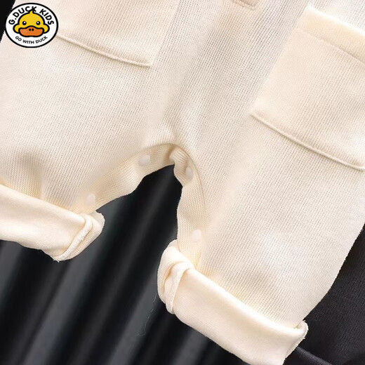 G.duck little yellow duck Korean style baby clothes suit spring and autumn new fashionable baby overalls long sleeve male and female baby spring gray rice woolen wide shoulder suit 80cm