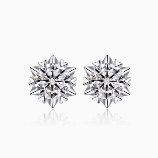 I Do Platinum PT950 Earrings for Women Snowflake Diamond Classic Six Claws Pair of Diamond Earrings Simple Temperament Versatile for Men and Women Snowflake Diamond 50 Points Pair of Earrings