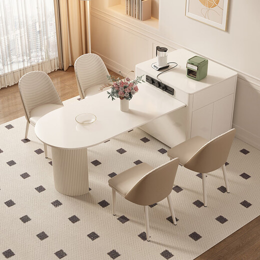 Pashaman slate island dining table integrated Nordic simple cream style small apartment dining table with 4 dining chairs 1047