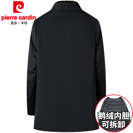 Pierre Cardin winter high-end light luxury cashmere coat men's medium-length stand-up collar windbreaker coat middle-aged business woolen daddy outfit Navy blue PK8212 M 170/88A Recommended weight 100-125 Jin Jin equals 0.5 kg