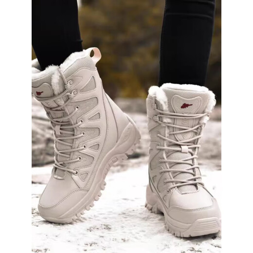 凝艋棉鞋东北零下40度雪地靴冬季加绒加厚滑雪鞋防水防滑保暖耐寒中靴 黑色加厚袜子请拍大一码 42