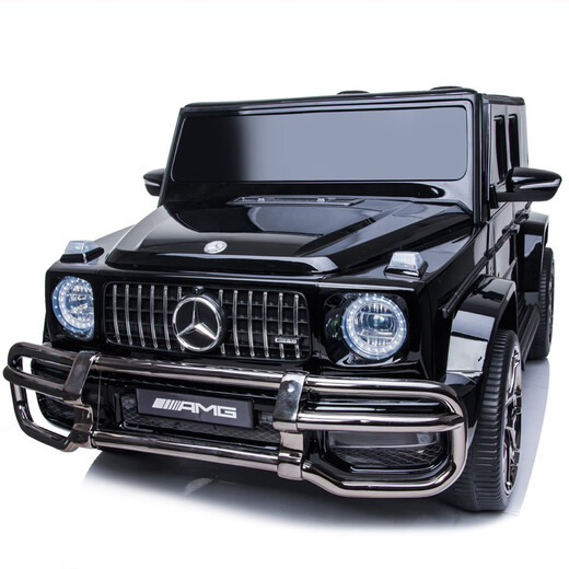 Cool Sun Mercedes-Benz Big G children's electric car four-wheel mobile charging toy car can sit two children with remote control car painted black + explosion-proof wheels + leather seats + four-wheel drive four-wheel drive