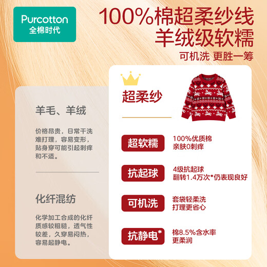 All-cotton era children's sweaters for boys and girls red sweaters for New Year greetings