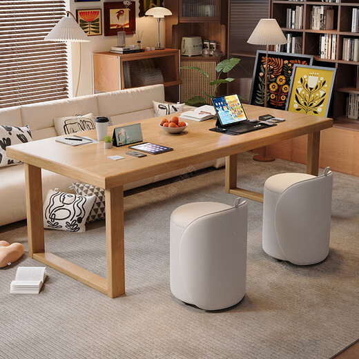 Huixun solid wood living room large long desk home de-living room large table high-end calligraphy table study bedroom window sill workbench walnut color #large board table 120cm*80cm*75cm