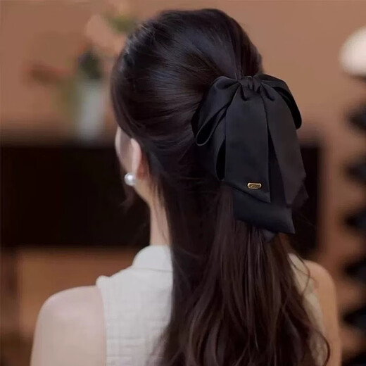 Li Qing Bow Ponytail Clip Satin Hairpin French Ribbon Hair Clip High-end Hair Accessories Back of the Head Hairpin Clip