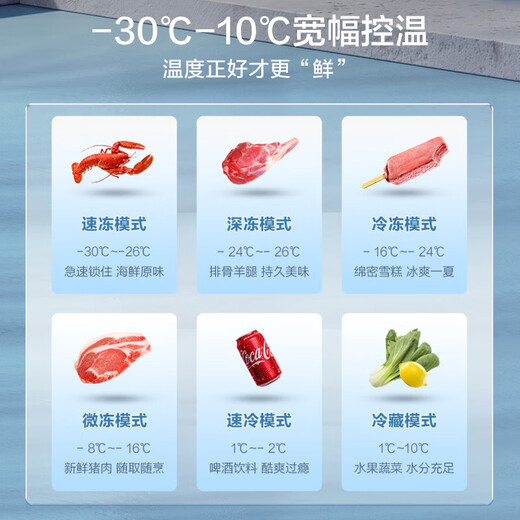 Midea freezer household commercial frost reduction sterilization low noise quick freezing freezer refrigerated freezer small freezer energy saving horizontal refrigerator high-end version 203L first-class energy efficiency 203KMB