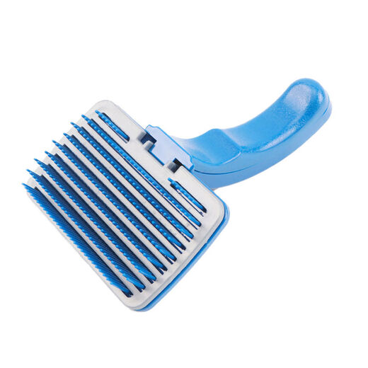Zailu Pet Dog Comb Large Dog Golden Retriever Grooming Knot Removal Plastic Automatic Comb Small Dog Corgi Pomeranian Comb Plastic One-touch Self-Cleaning Comb Blue Large