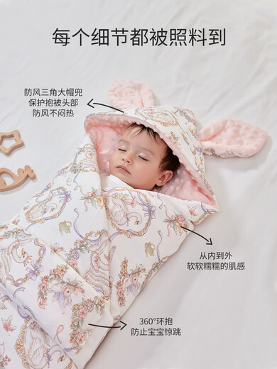 DouDouDi blanket for newborn baby, newborn beanie velvet anti-jump blanket, baby delivery room bag sheet with removable bile, Yunjian Cute Bear 90x90cm