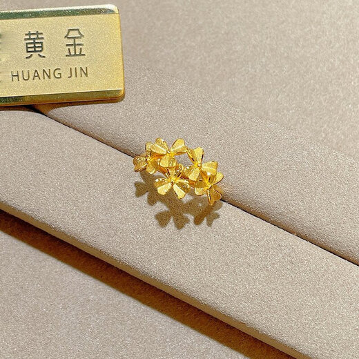 Ruinuo gold flower tower ring for women new pure gold 999 design ring birthday gift for girlfriend Gold flower tower ring / gold weight about 3.75g
