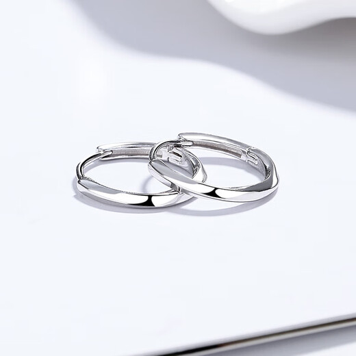 Earrings sterling silver 9999 geometric plain hoop earrings simple niche design earrings delivery box gift for wife white gold (with box)