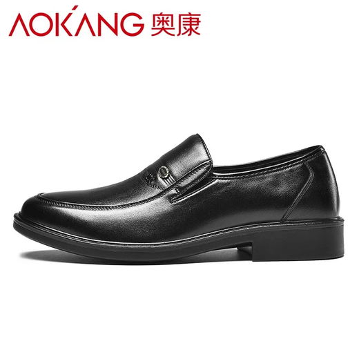 Aokang men's shoes spring men's formal shoes business cowhide leather shoes men's genuine leather footwear middle-aged dad shoes low-top breathable single shoes black upgraded version 118N 41