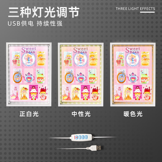 POPMART Bubble Mart Little Sweet Bean Love Afternoon Tea Series Blind Box Storage Scene Display Box Gift Light Luxury White - No Light Style Love Afternoon Tea Series Display Box 34*48cm (document not included)