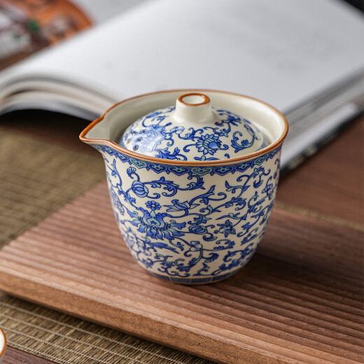 Ru Kiln Travel Tea Set One Pot Three Cups Convenient Outdoor Camping Teapot Teacup Holiday Souvenir Ru Kiln Yellow-Quick One Pot Three Cups + Small Gray Bag