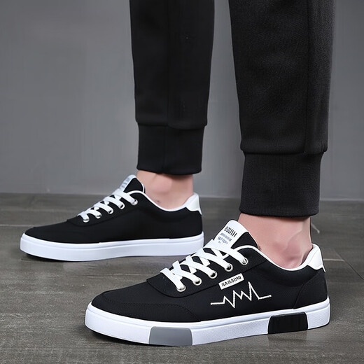 SNGUNY high-end light luxury brand casual shoes men's new old Beijing cloth shoes men's spring and autumn breathable sneakers men's shoes men's canvas shoes 6636 black gold 43 265