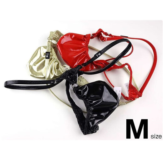 Men's thong steel ring sexy thin belt low waist sexy men's pants U convex bag sexy temptation macho T-pants black S