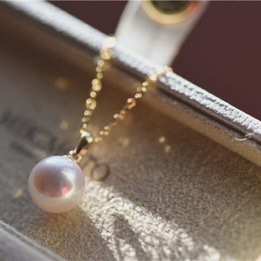 Pearl Pendant Seawater Melon Seed Buckle Gold Round Strong Bright Light Versatile Exquisite Seawater Pearl 18k Gold Belt K Gold Lianzi 9-9.5mm