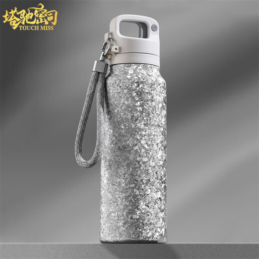 Touchmiss pure titanium thermos cup quick-opening with lock outdoor sports cold cup high-end water cup large capacity cycling double drink cup snowflake powder 500ml