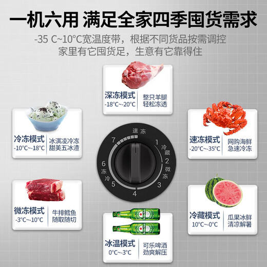 Haier freezer household small refrigeration and freezing dual-purpose fresh-keeping freezer 100/200 liters or more large capacity one-click conversion small freezer trade-in Xingyun Silver -35 degrees PCM antibacterial liner 7-level temperature adjustment 228L