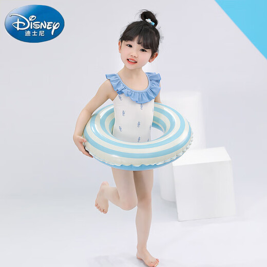 Disney children's swimsuit girls training one-piece swimsuit 25 new baby long-sleeved sun protection hot spring swimsuit off-white 100 cm