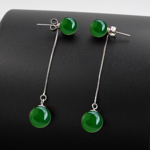 JIYAOS 999 Pure Silver Earrings for Women Long Style Tassel Agate Earring Fairy Style Jewelry Shell Beads Sterling Silver Earrings 999 Pure Silver Earrings 8mm+12mm White Diamond Ball/White