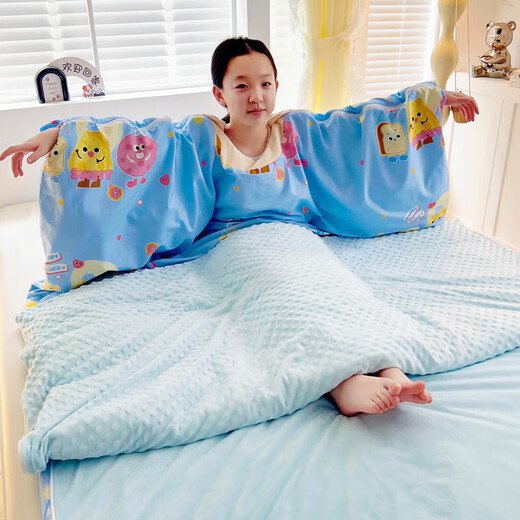 Beanie Velvet Multifunctional Sleeping Bag Anti-Kick Quilt Magic Baby Children 0-18 Years Old Removable and Washable for Autumn and Winter Velvet Donut Warm and Breathable 110*150cm Single Quilt Cover + Thick Quilt Core + Thick Quilt Core