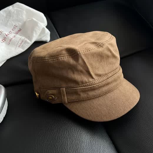 BIBK beret women's peaked cap equestrian hat showing face small flat top retro fashion hat square round face high skull retro green one size fits all elastic 55-59cm