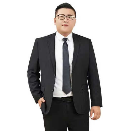 Luo Meng plus size suit men's suit plus fat extra large suit jacket fat loose extra large formal groom wedding suit two button black single suit top free tie 2XL /180 recommended 140-155 Jin Jin equals 0.5 kg