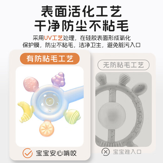 HOY BELL Manhattan hand ball baby toy silicone chewable teether for babies 3 to 6 months old rattle 0 to 1 years old fruit rattle teether blue